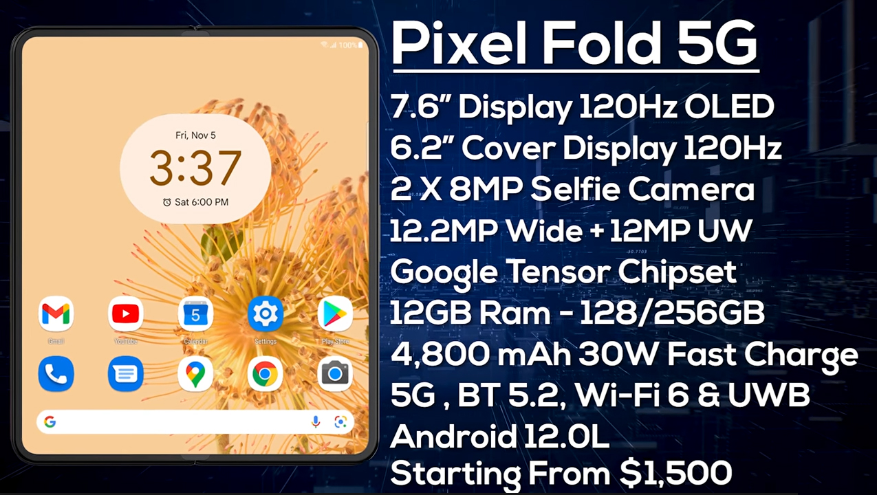 Pixel Fold 5 Design Specs and Price