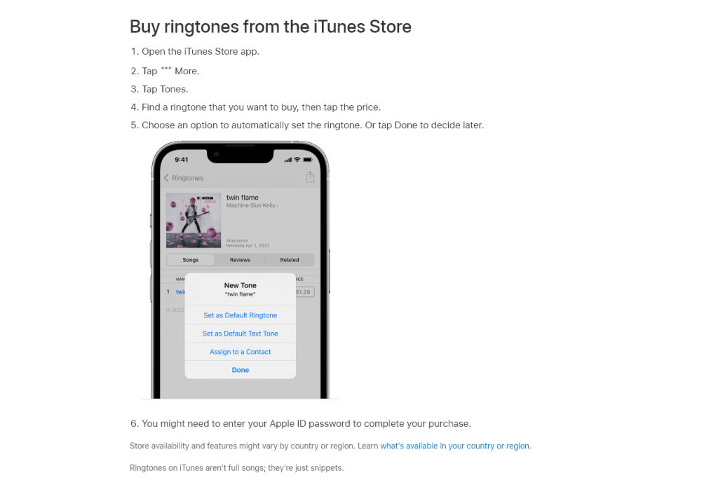 Apple instruct user to buy ringtone